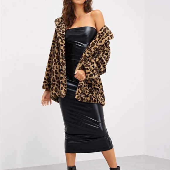 Faux Fur Jacke Animal Leopard Print Coat S-L NEW - Picture 5 of 5